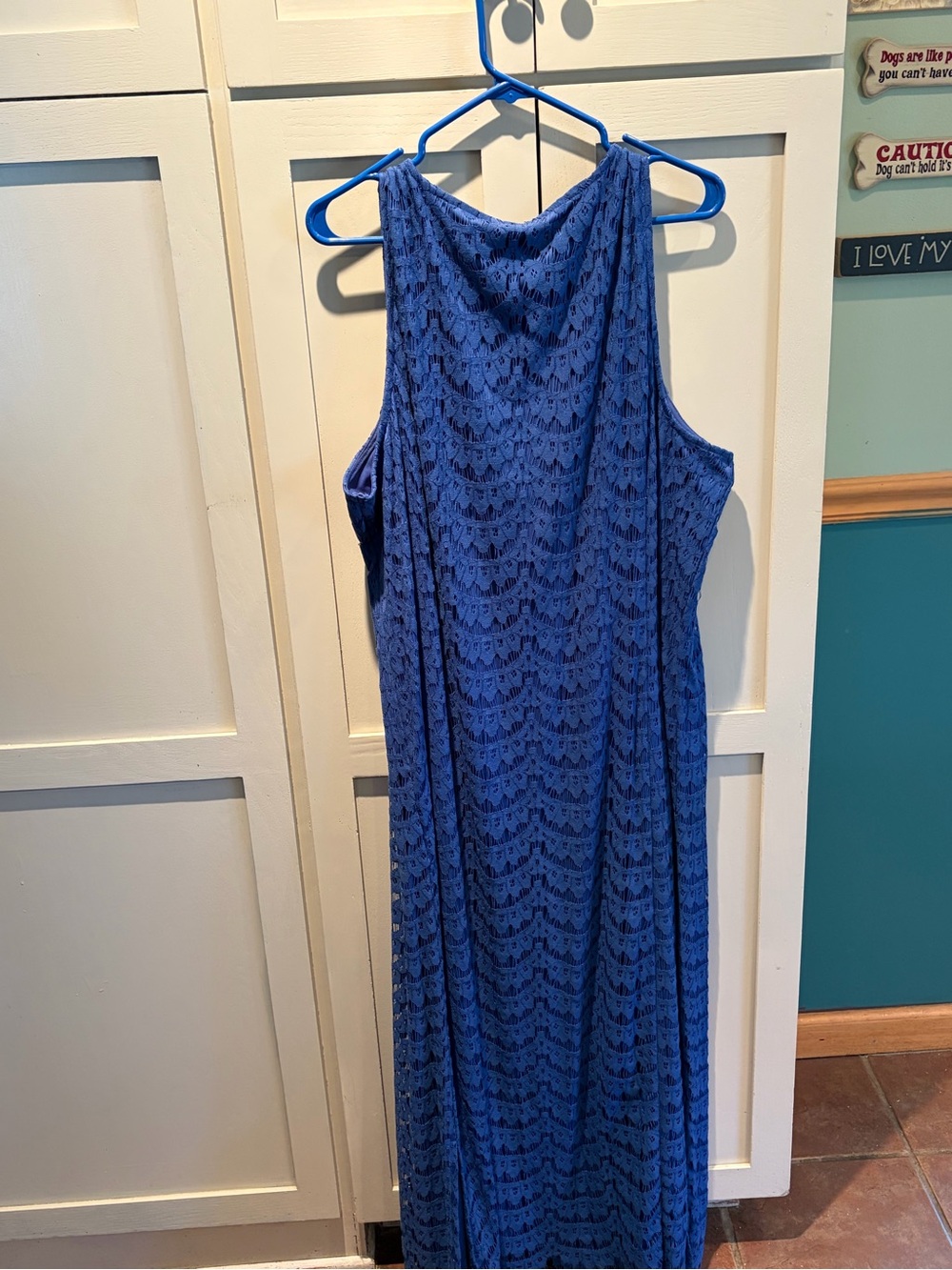 Isaac Mizrahi Cobalt Blue Lace-Overlay Maxi Dress